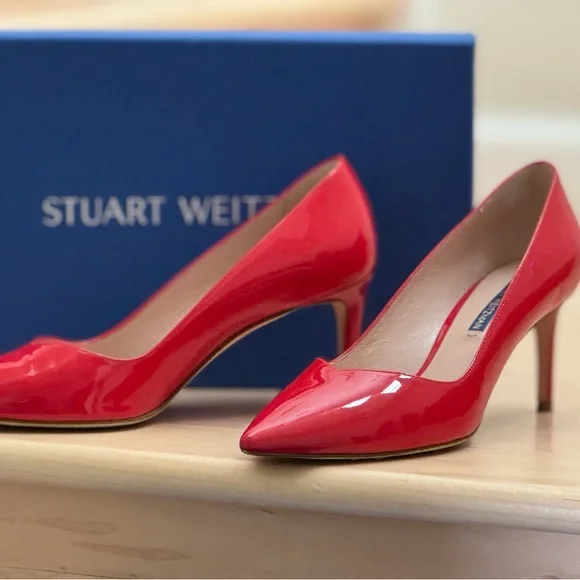 Red Patent Leather Stuart Weitzman Pumps - Picture 1 of 5